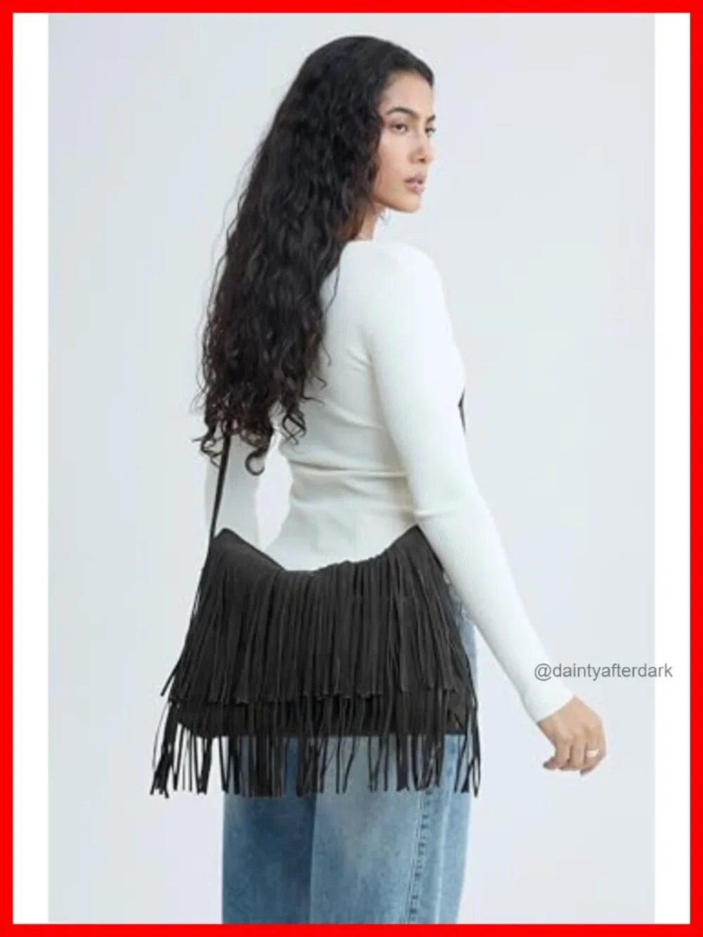 Tassel Faux Suede Leather Hobo Cross Body Shoulder Bag Women Sling Bag